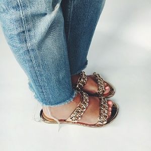 Sofia Rose Gold metallic Chain slip-ons